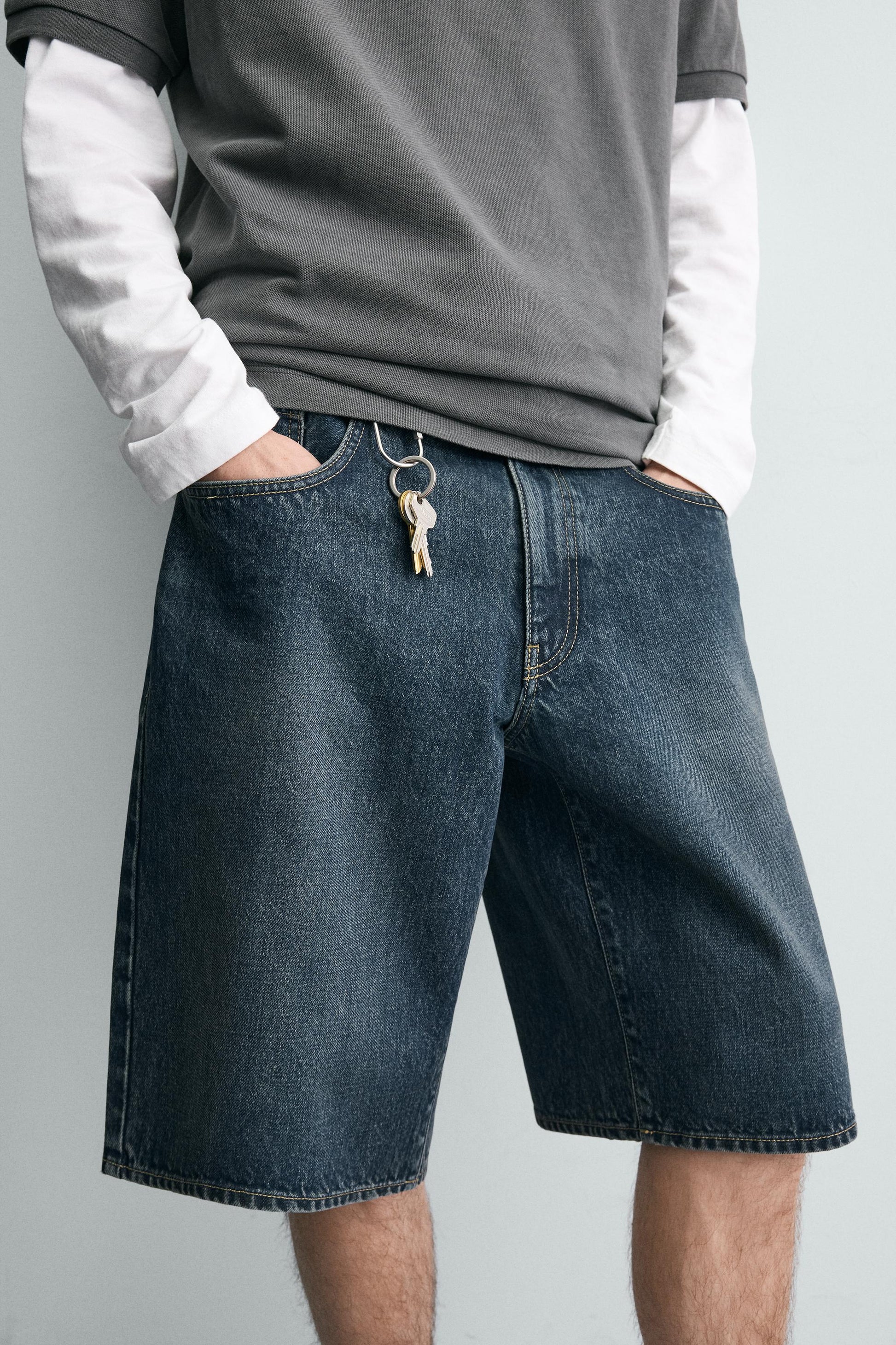 CALÇÕES BERMUDA DENIM BAGGY FIT