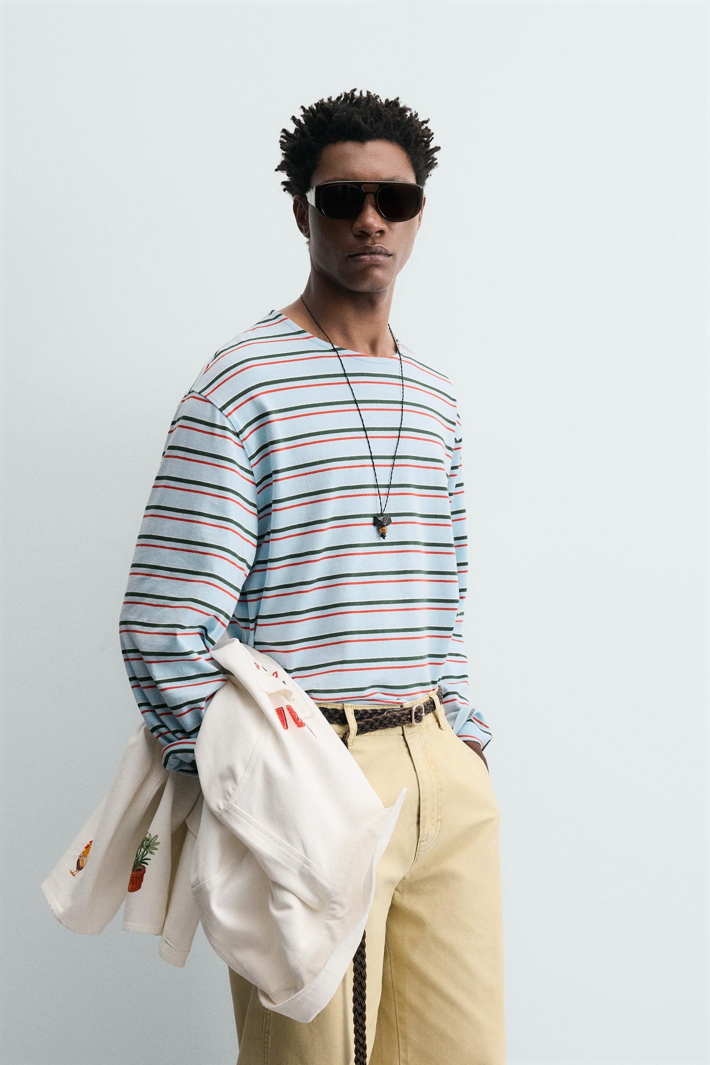 T-SHIRT JACQUARD ÀS RISCAS
