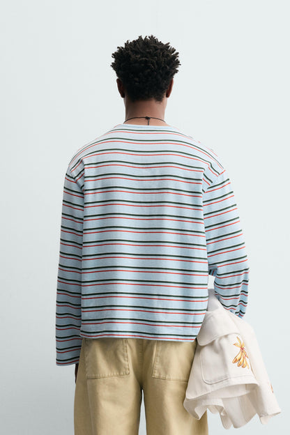 T-SHIRT JACQUARD ÀS RISCAS