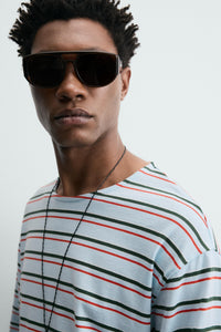 T-SHIRT JACQUARD ÀS RISCAS