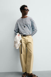 T-SHIRT JACQUARD ÀS RISCAS