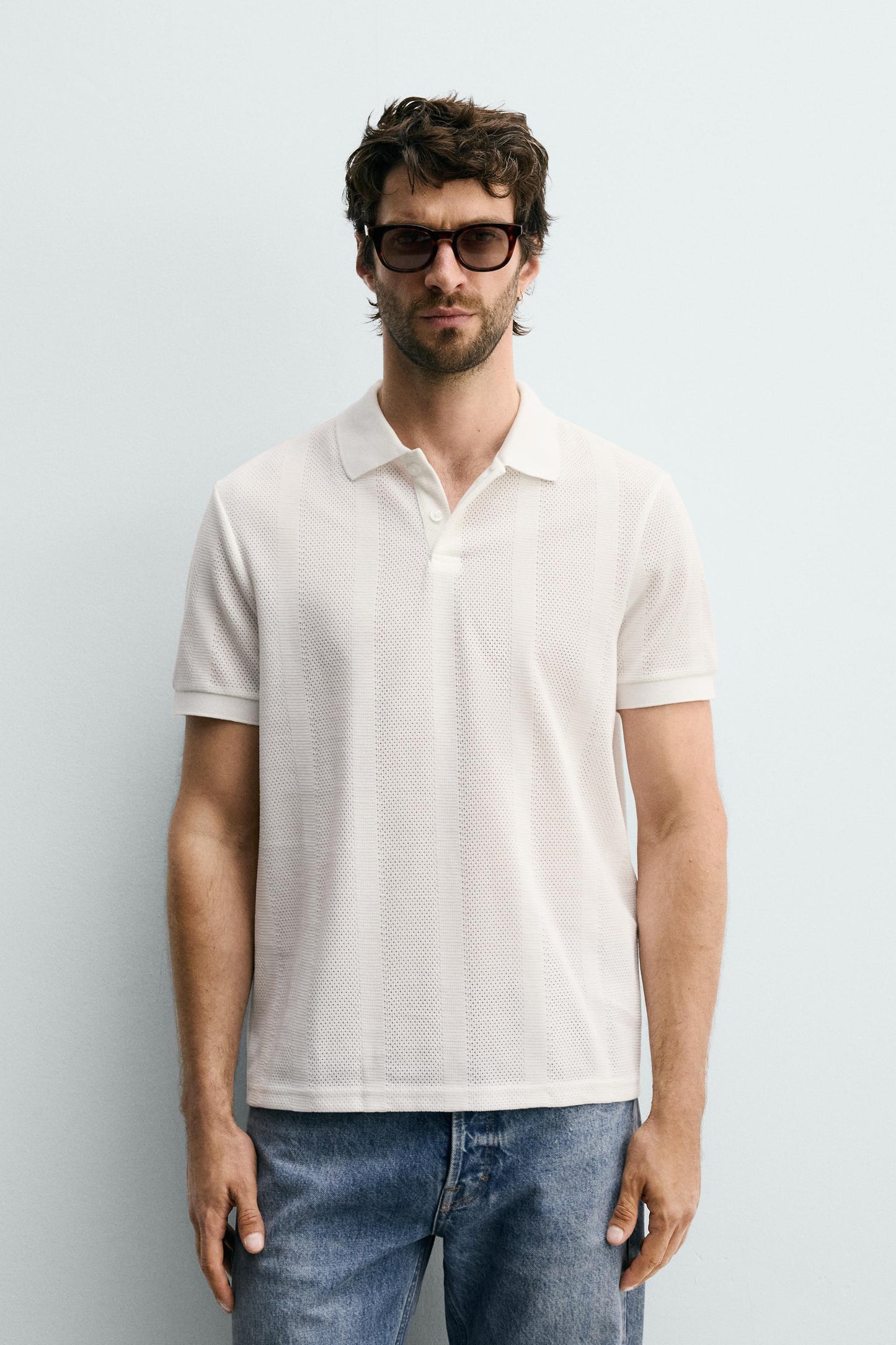 POLO REGULAR FIT JACQUARD ÀS RISCAS