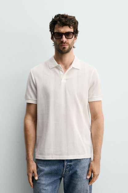 POLO REGULAR FIT JACQUARD ÀS RISCAS