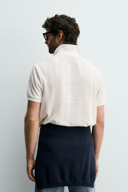 POLO REGULAR FIT JACQUARD ÀS RISCAS