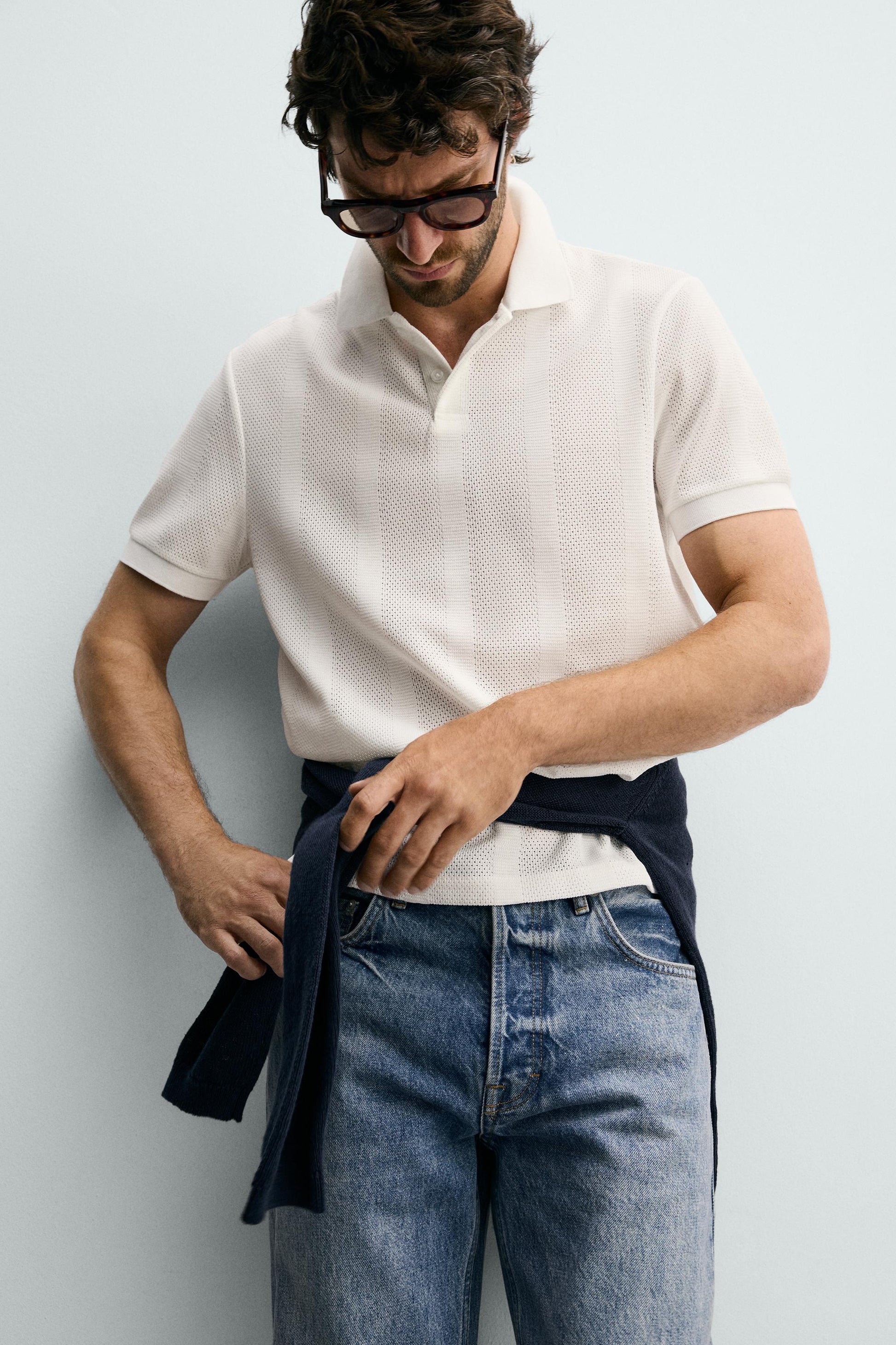 POLO REGULAR FIT JACQUARD ÀS RISCAS