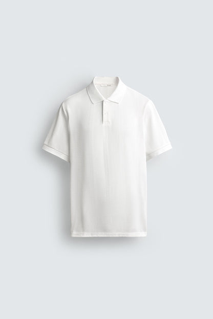 POLO REGULAR FIT JACQUARD ÀS RISCAS