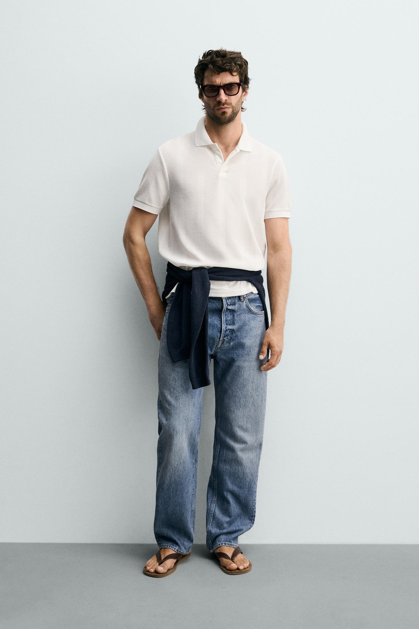 POLO REGULAR FIT JACQUARD ÀS RISCAS