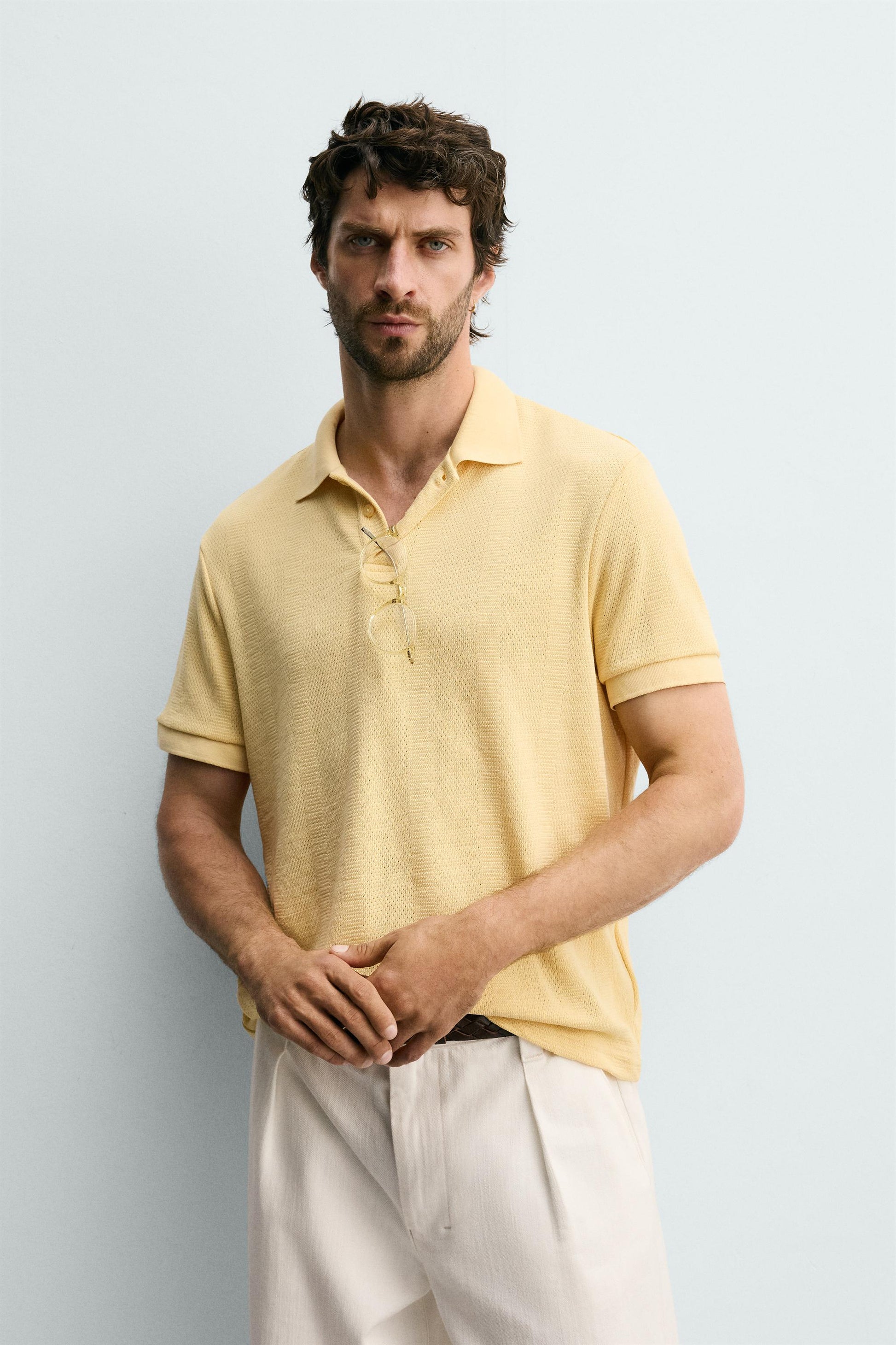 POLO REGULAR FIT JACQUARD ÀS RISCAS