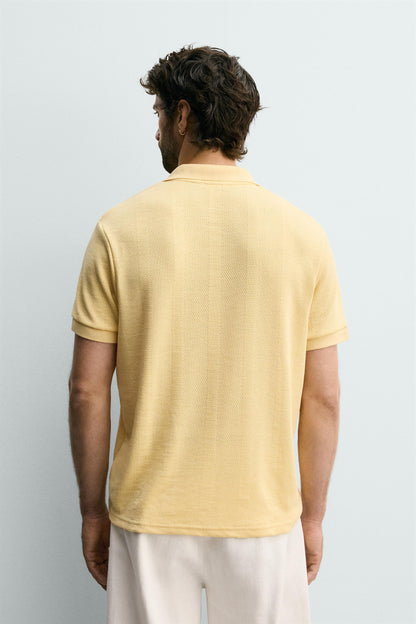 POLO REGULAR FIT JACQUARD ÀS RISCAS