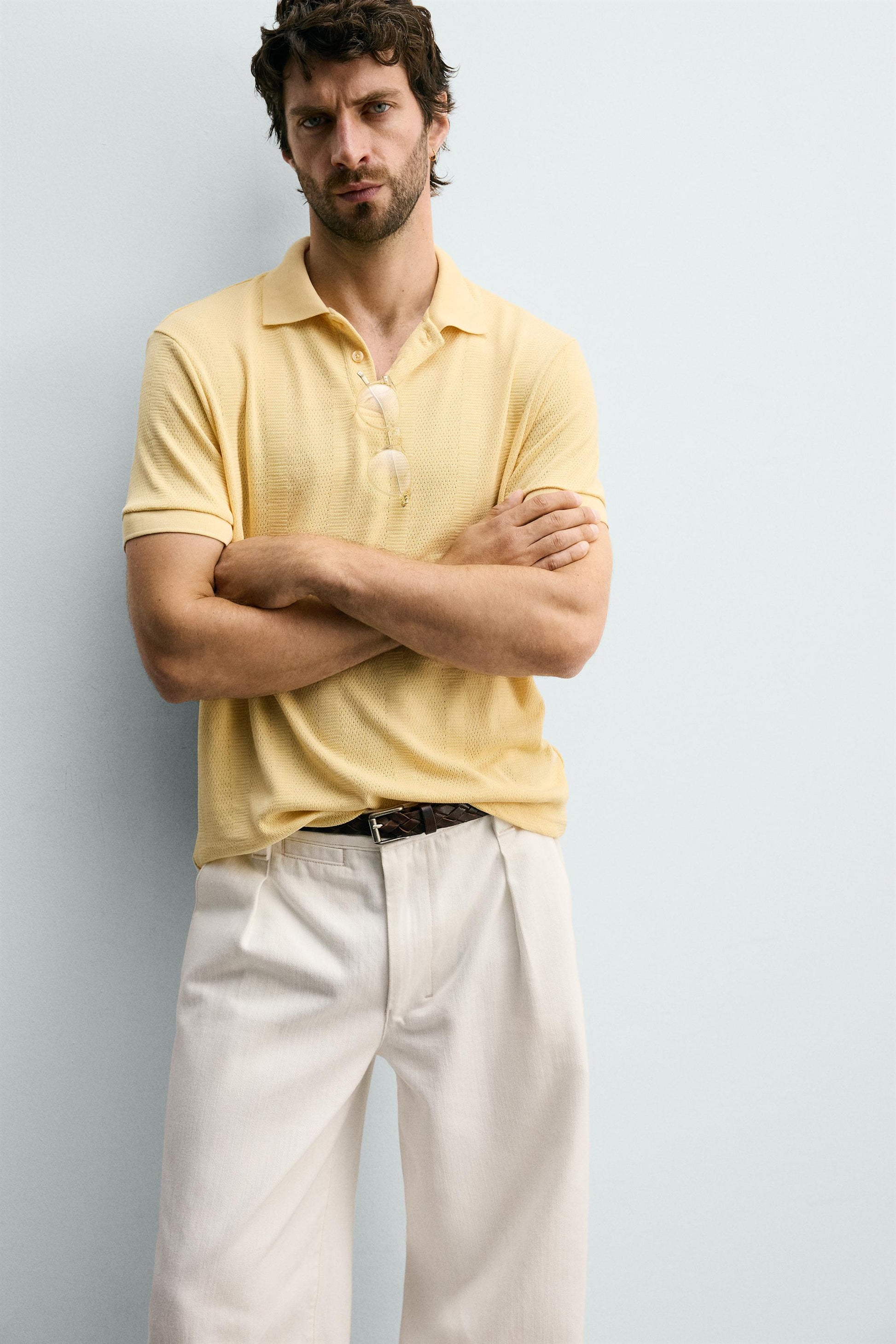 POLO REGULAR FIT JACQUARD ÀS RISCAS