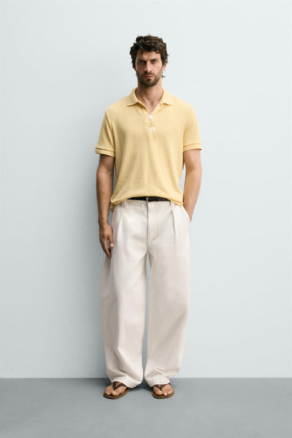 POLO REGULAR FIT JACQUARD ÀS RISCAS