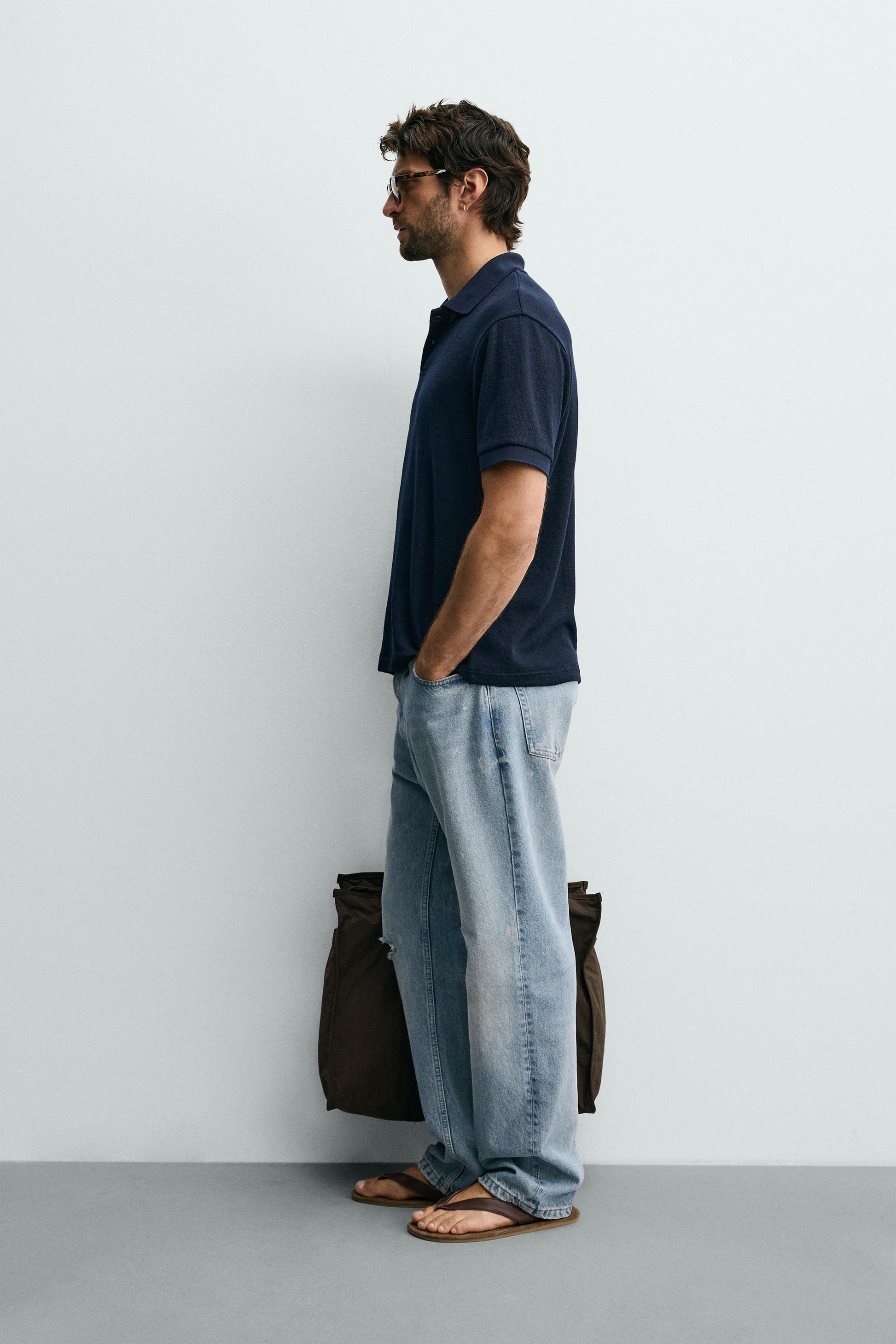POLO REGULAR FIT JACQUARD ÀS RISCAS