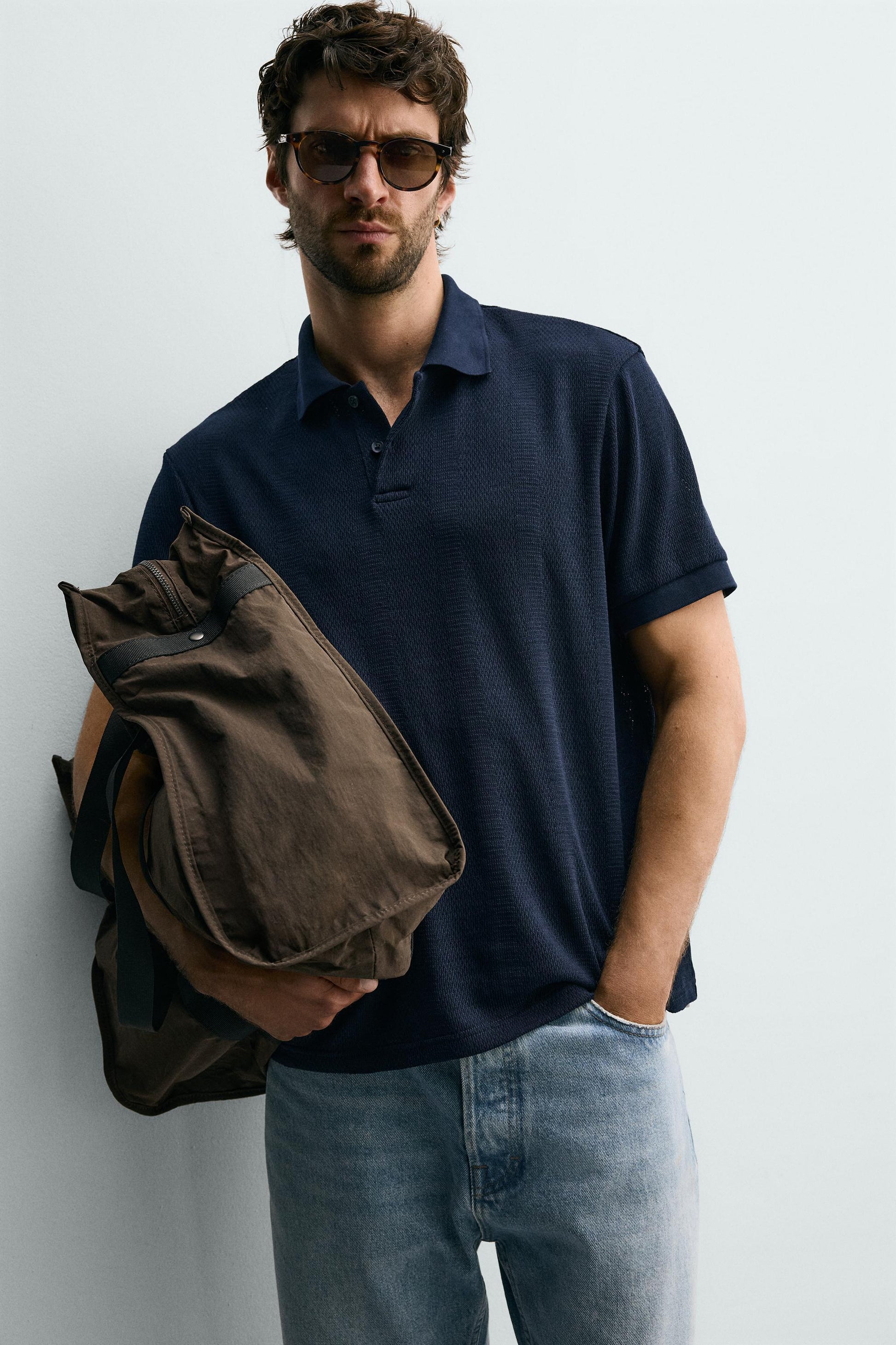 POLO REGULAR FIT JACQUARD ÀS RISCAS
