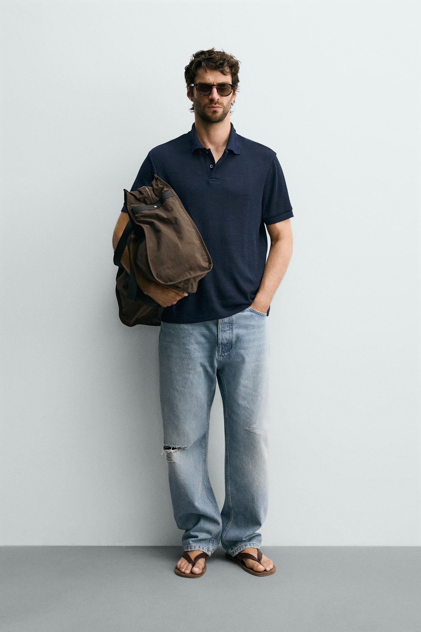 POLO REGULAR FIT JACQUARD ÀS RISCAS