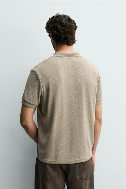 POLO REGULAR FIT JACQUARD ÀS RISCAS