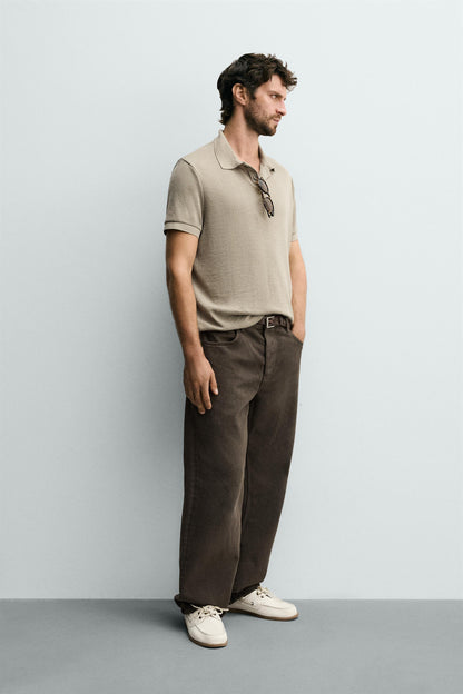 POLO REGULAR FIT JACQUARD ÀS RISCAS