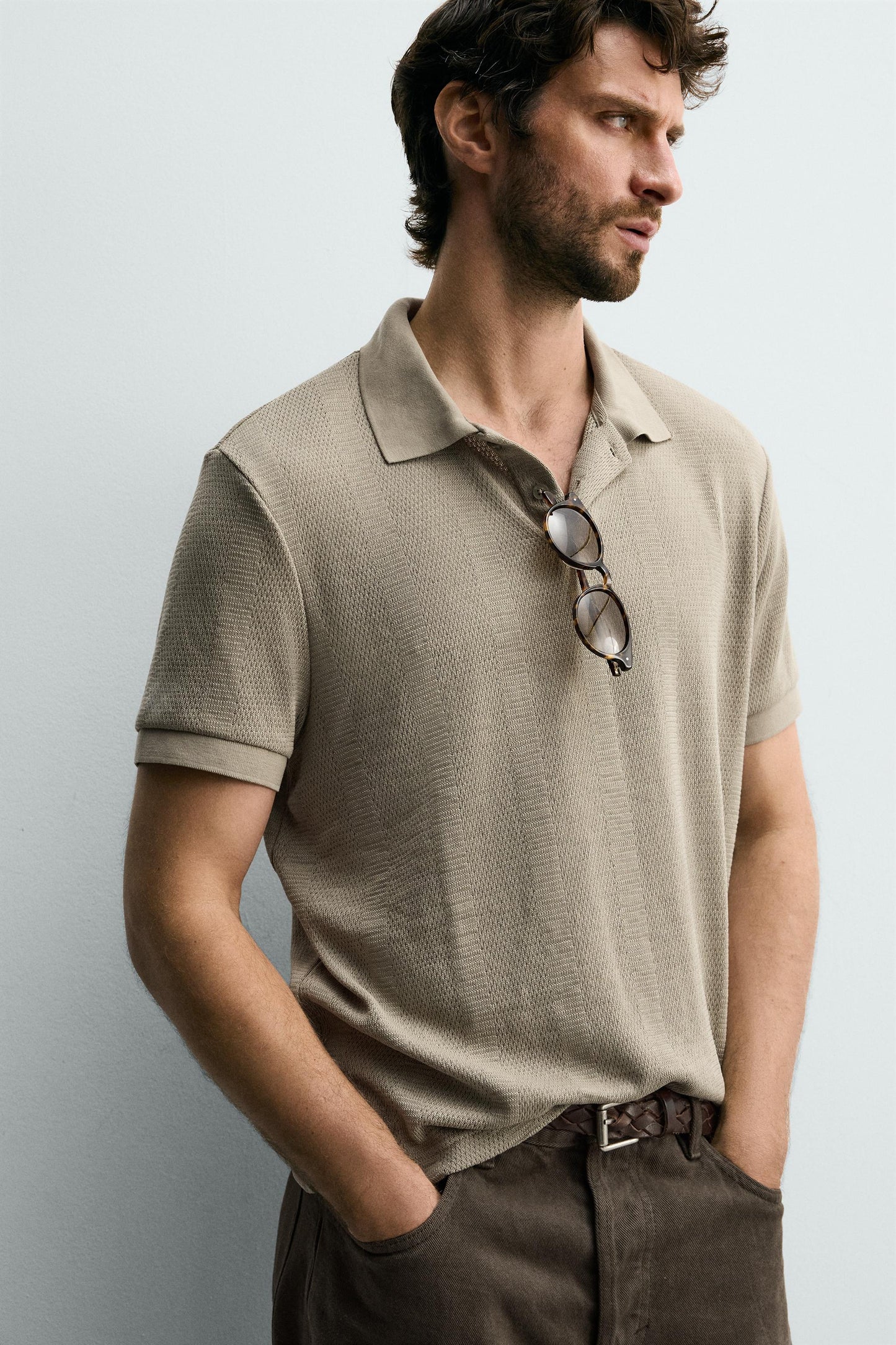 POLO REGULAR FIT JACQUARD ÀS RISCAS
