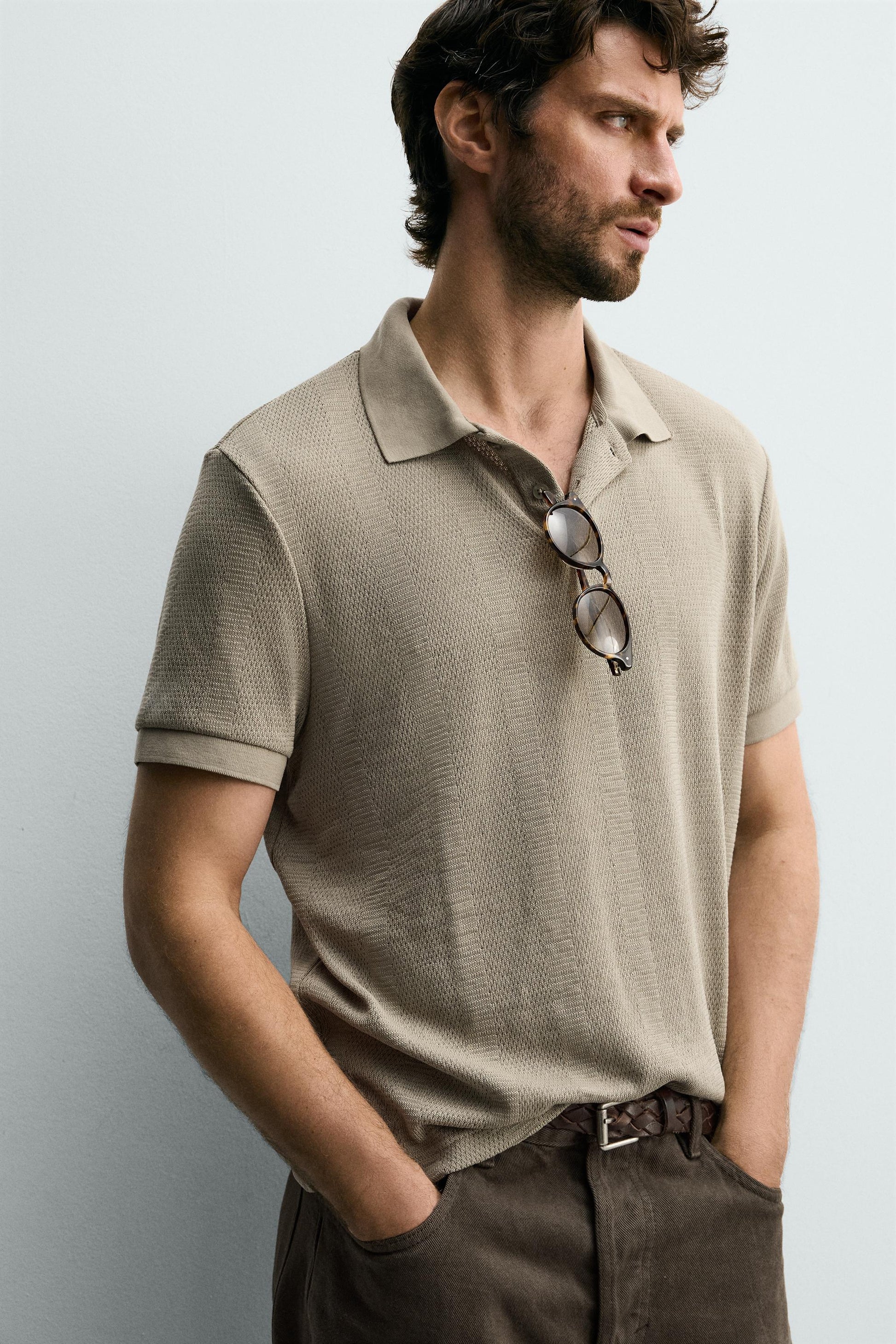 POLO REGULAR FIT JACQUARD ÀS RISCAS