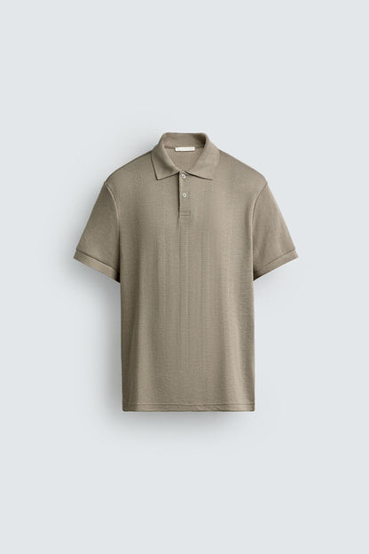 POLO REGULAR FIT JACQUARD ÀS RISCAS