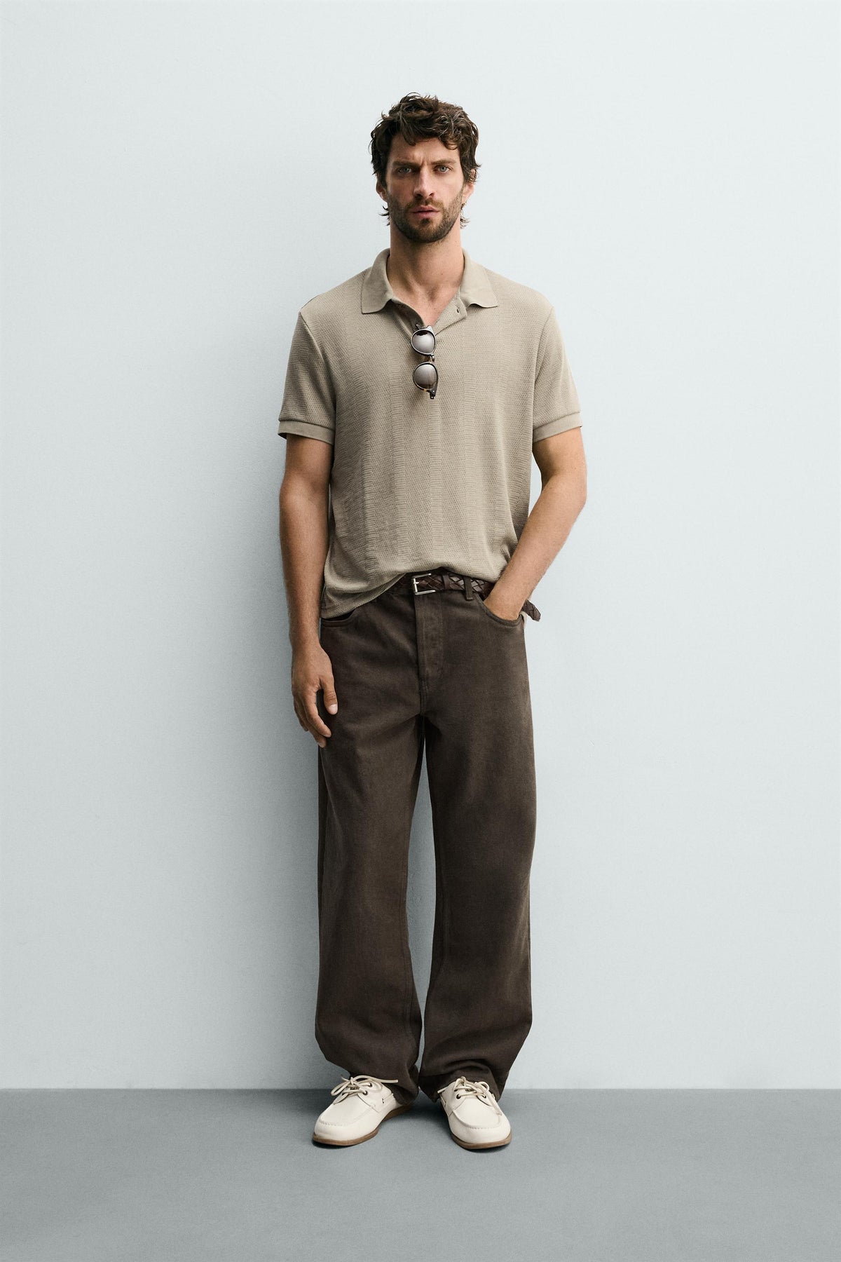 POLO REGULAR FIT JACQUARD ÀS RISCAS