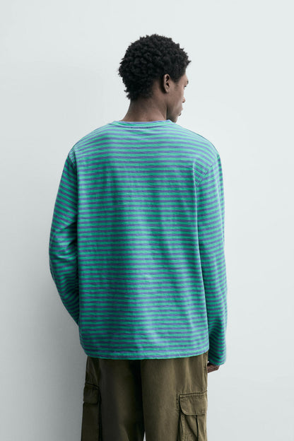 T-SHIRT RELAX FIT JACQUARD ÀS RISCAS