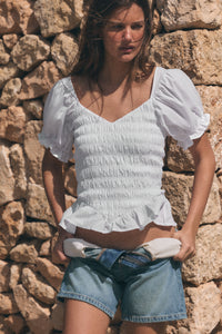 TOP COMBINADO COM FRANZIDOS - Branco