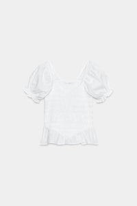 TOP COMBINADO COM FRANZIDOS - Branco