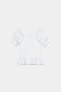 TOP COMBINADO COM FRANZIDOS - Branco