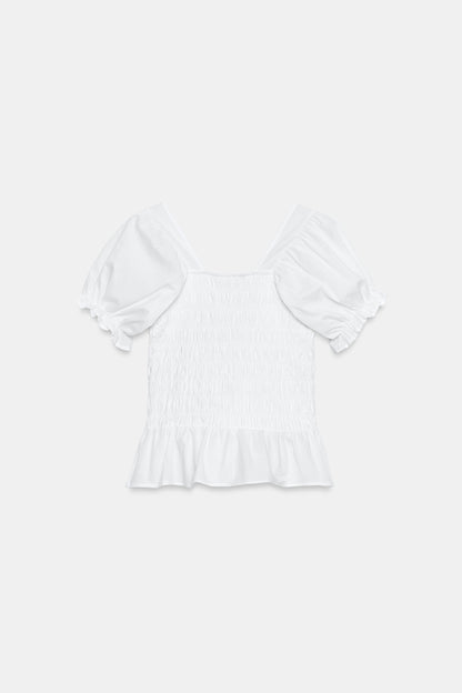 TOP COMBINADO COM FRANZIDOS - Branco