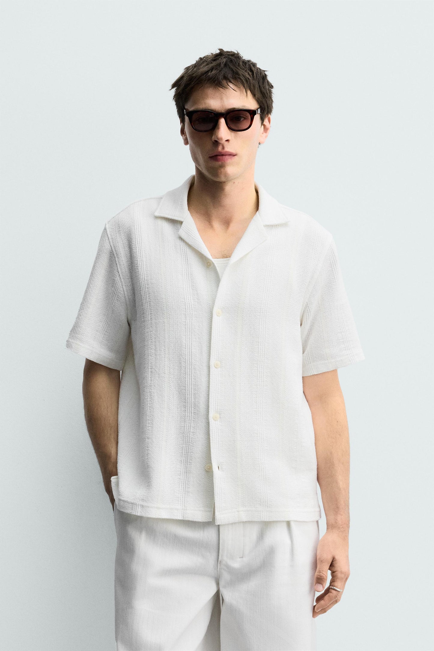 CAMISA REGULAR FIT JACQUARD ÀS RISCAS