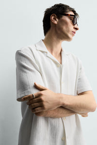 CAMISA REGULAR FIT JACQUARD ÀS RISCAS