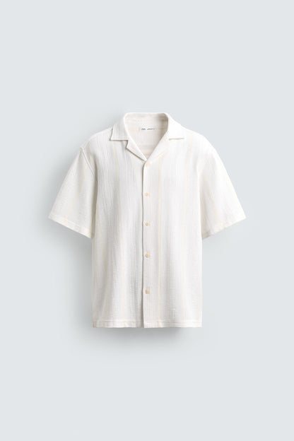 CAMISA REGULAR FIT JACQUARD ÀS RISCAS