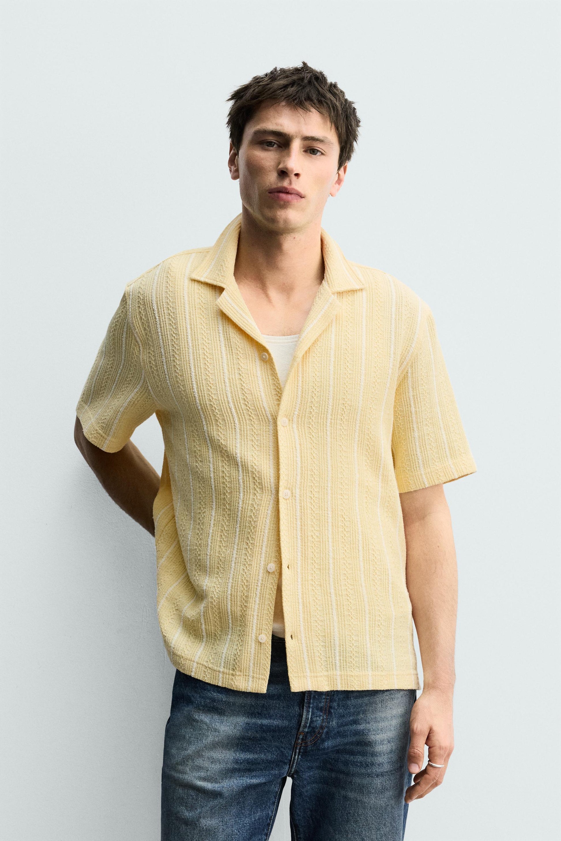 CAMISA REGULAR FIT JACQUARD ÀS RISCAS