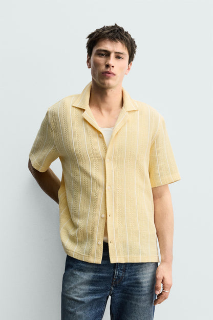 CAMISA REGULAR FIT JACQUARD ÀS RISCAS