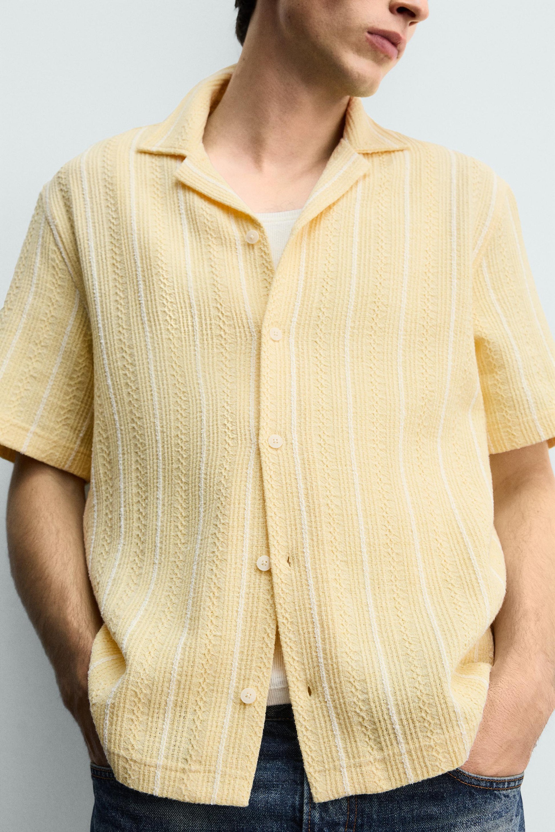 CAMISA REGULAR FIT JACQUARD ÀS RISCAS