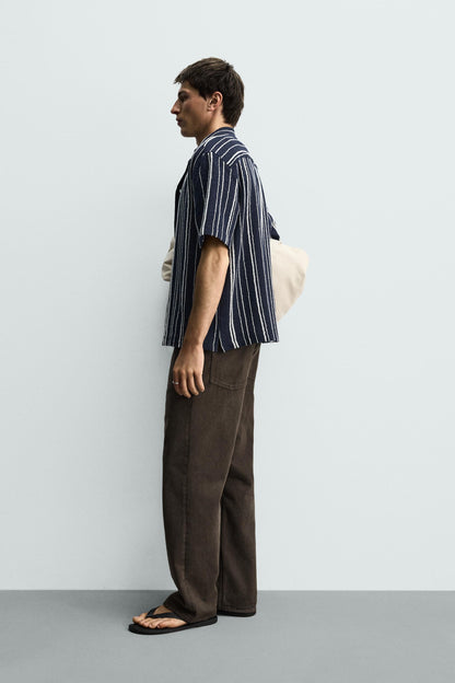CAMISA REGULAR FIT JACQUARD ÀS RISCAS