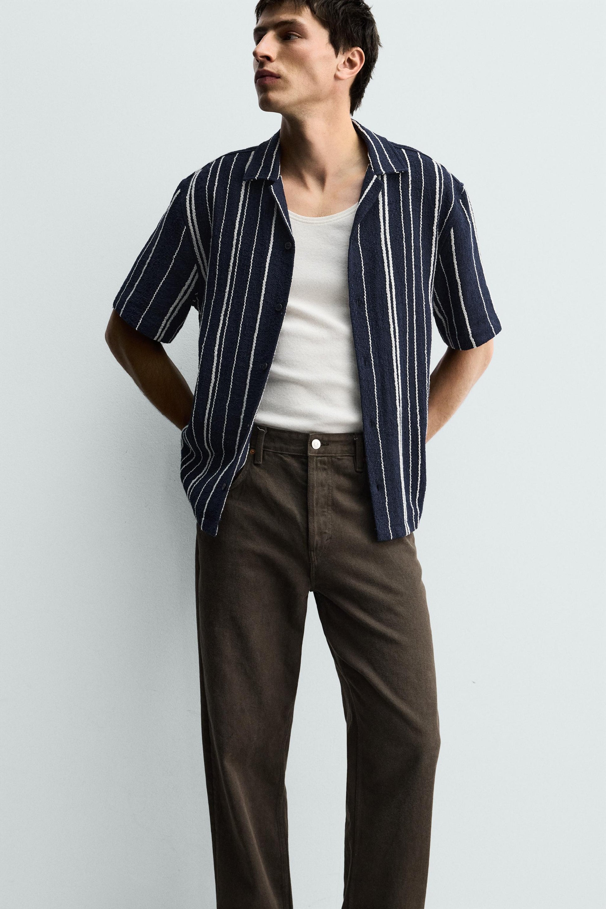 CAMISA REGULAR FIT JACQUARD ÀS RISCAS