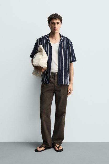 CAMISA REGULAR FIT JACQUARD ÀS RISCAS