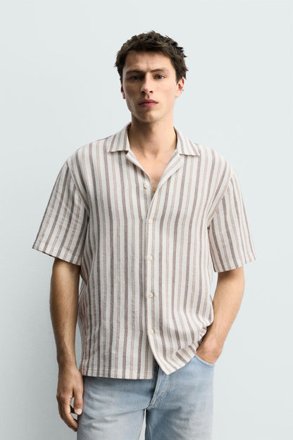CAMISA REGULAR FIT JACQUARD ÀS RISCAS