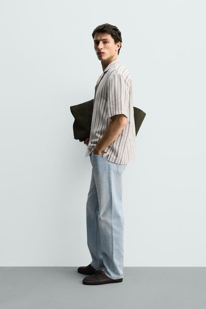 CAMISA REGULAR FIT JACQUARD ÀS RISCAS