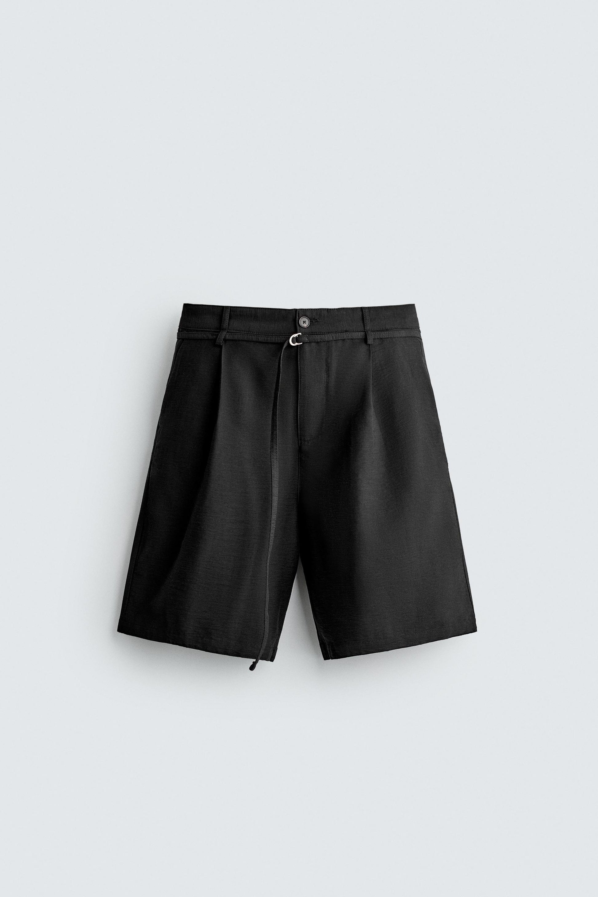 CALÇÕES BERMUDA RELAXED FIT COM PREGAS E CINTO