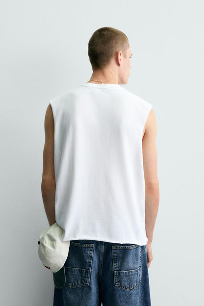 T-SHIRT DE ALÇAS EM MALHA DE ALGODÃO