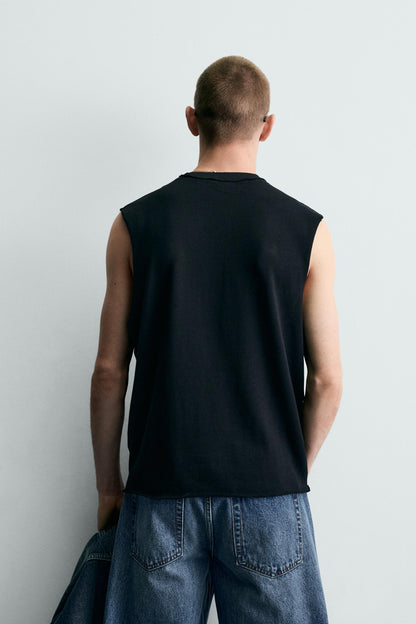T-SHIRT DE ALÇAS EM MALHA DE ALGODÃO
