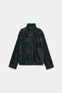 BLUSÃO DE CAMURÇA 100% COM BOLSOS - Azul