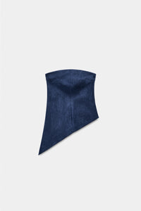 TOP ASSIMÉTRICO COM EFEITO DE CAMURÇA - Azul-médio