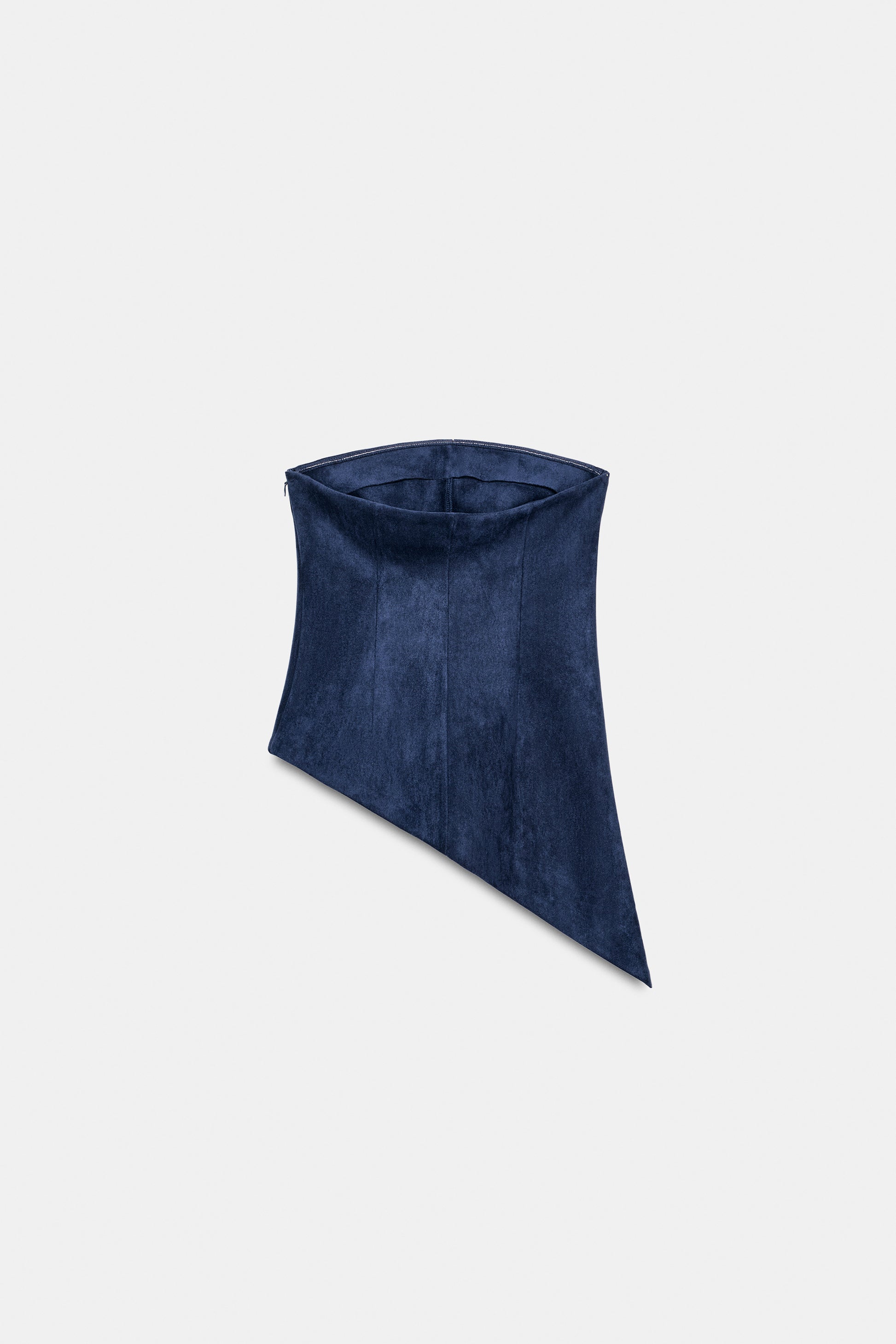 TOP ASSIMÉTRICO COM EFEITO DE CAMURÇA - Azul-médio