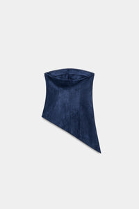 TOP ASSIMÉTRICO COM EFEITO DE CAMURÇA - Azul-médio