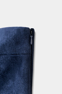 TOP ASSIMÉTRICO COM EFEITO DE CAMURÇA - Azul-médio