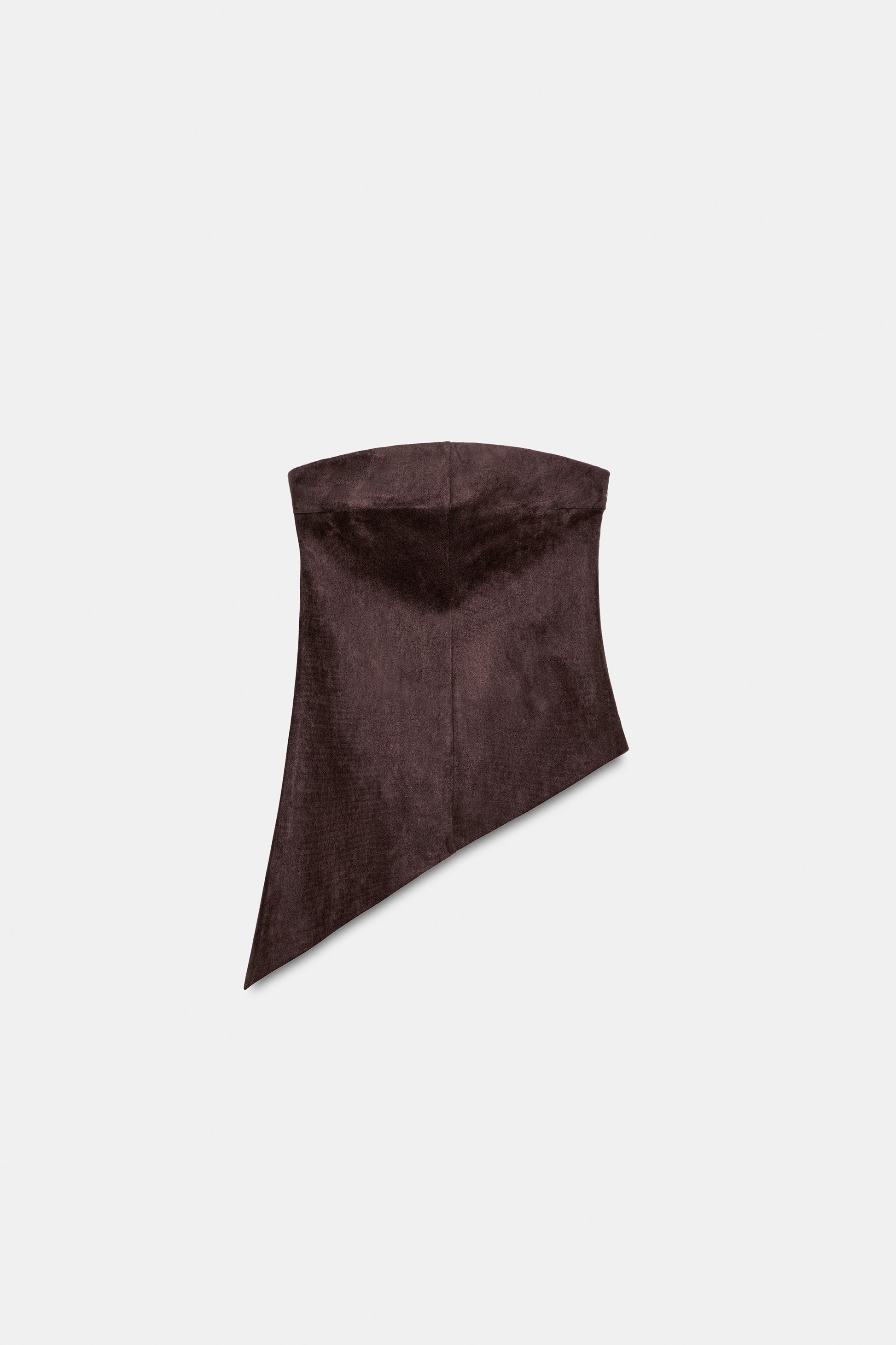 TOP ASSIMÉTRICO COM EFEITO DE CAMURÇA - Castanho-chocolate