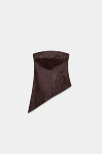 TOP ASSIMÉTRICO COM EFEITO DE CAMURÇA - Castanho-chocolate